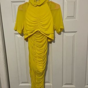Two piece yellow ruched set
